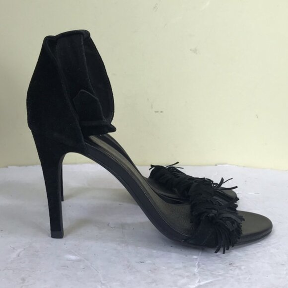 Joie Pippi Ankle Strappy Fringe Buckle Suede Heels Sandals Shoes Open Toe Goth 8 - Picture 2 of 15